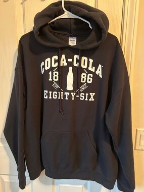 Coca Cola Men’s Black Hoodie Sweatshirt - Eighty-Six Graphic